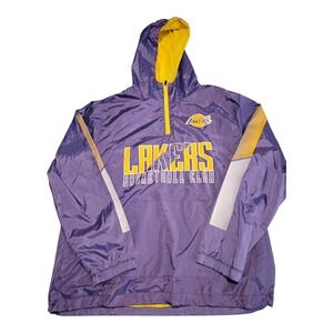 Los Angeles Lakers NBA Pullover Windbreaker Jacket Purple Yellow Men's Large